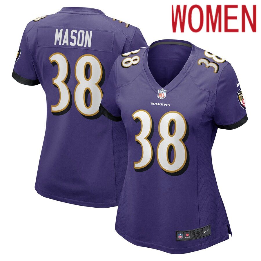 Women Baltimore Ravens #38 Ben Mason Nike Purple Game NFL Jersey